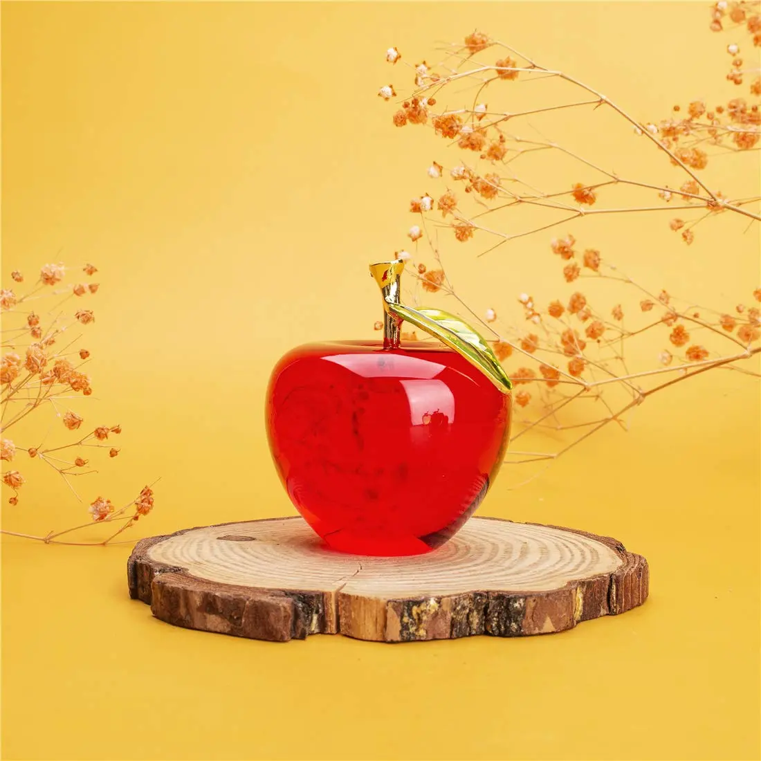 H&D Glaze Crystal Apple Paperweight Craft Decoration 1 Count | Vibrant Red Glass Gift for Celebrations & Office Decor - view 3