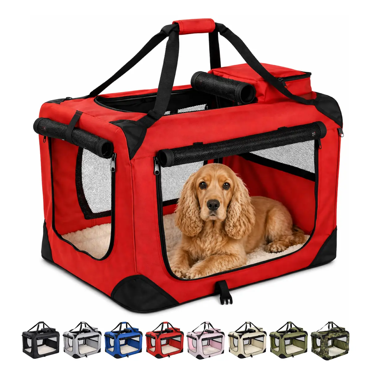 Floofy Friends Animal Carrier Red | Lightweight Fabric with Reversible Mat & Removable Bag - main product image