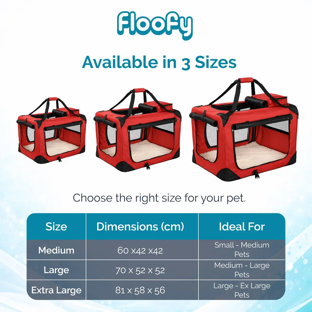 Floofy Friends Animal Carrier Red | Lightweight Fabric with Reversible Mat & Removable Bag - view 7