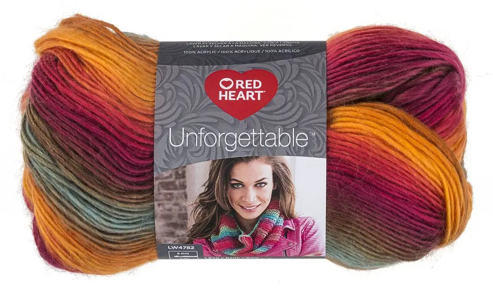 Red Heart Unforgettable Yarn Sunrise | Soft Acrylic, Bright Colors, 100g/279Yd, Weight Category 4 - main product image