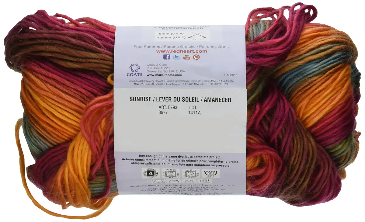 Red Heart Unforgettable Yarn Sunrise | Soft Acrylic, Bright Colors, 100g/279Yd, Weight Category 4 - view 2