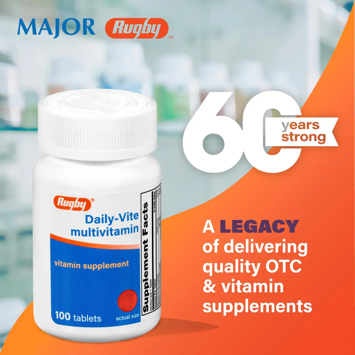 RUGBY LABORATORIES Rugby Daily-Vite Multivitamin for Adults, 100 Tablets (2-Pack) | Daily Multivitamin Supplement - view 2