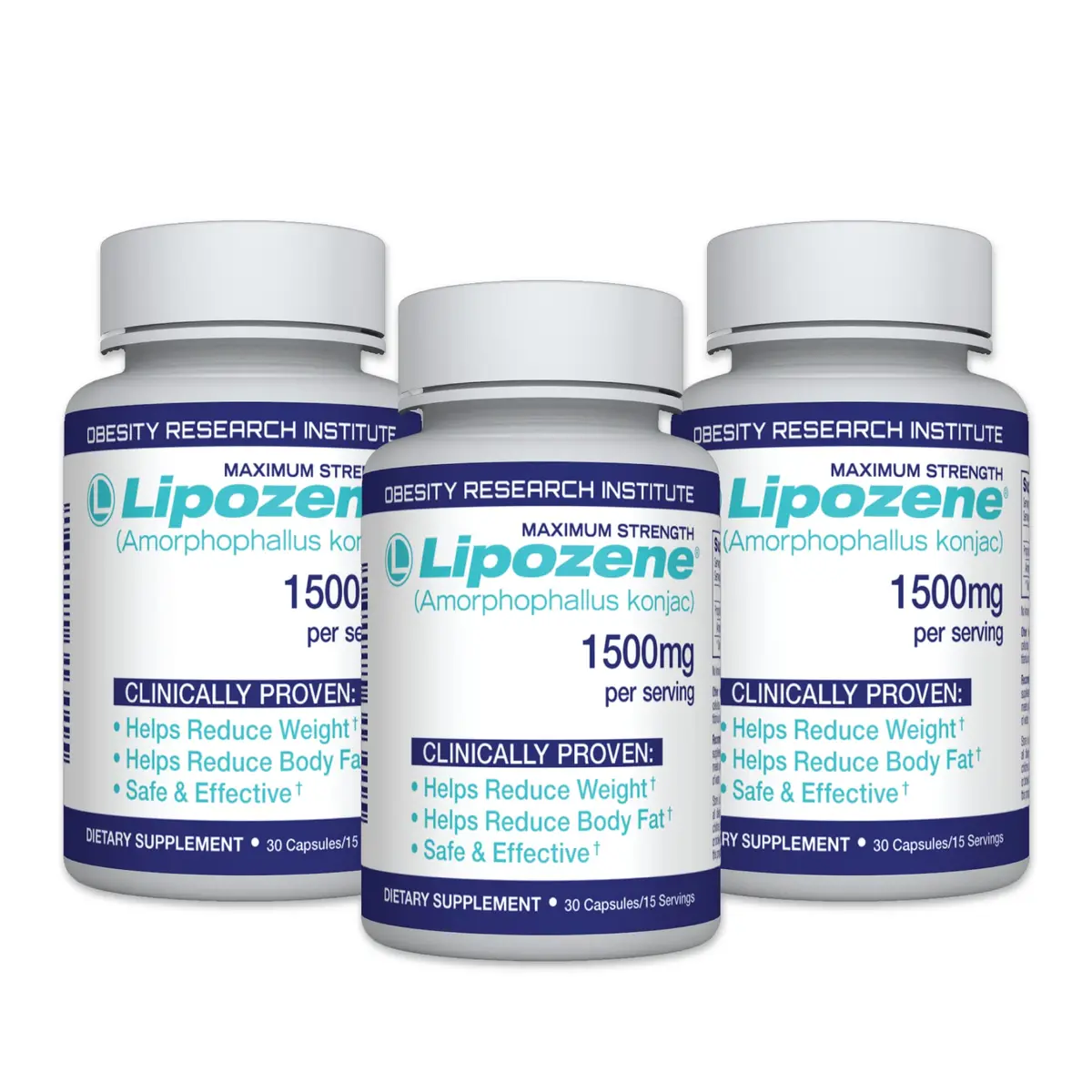 Lipozene Diet Pills - Weight Loss Supplement - 3 Bottles, 90 Capsules | Appetite Control & Fat Absorption - main product image