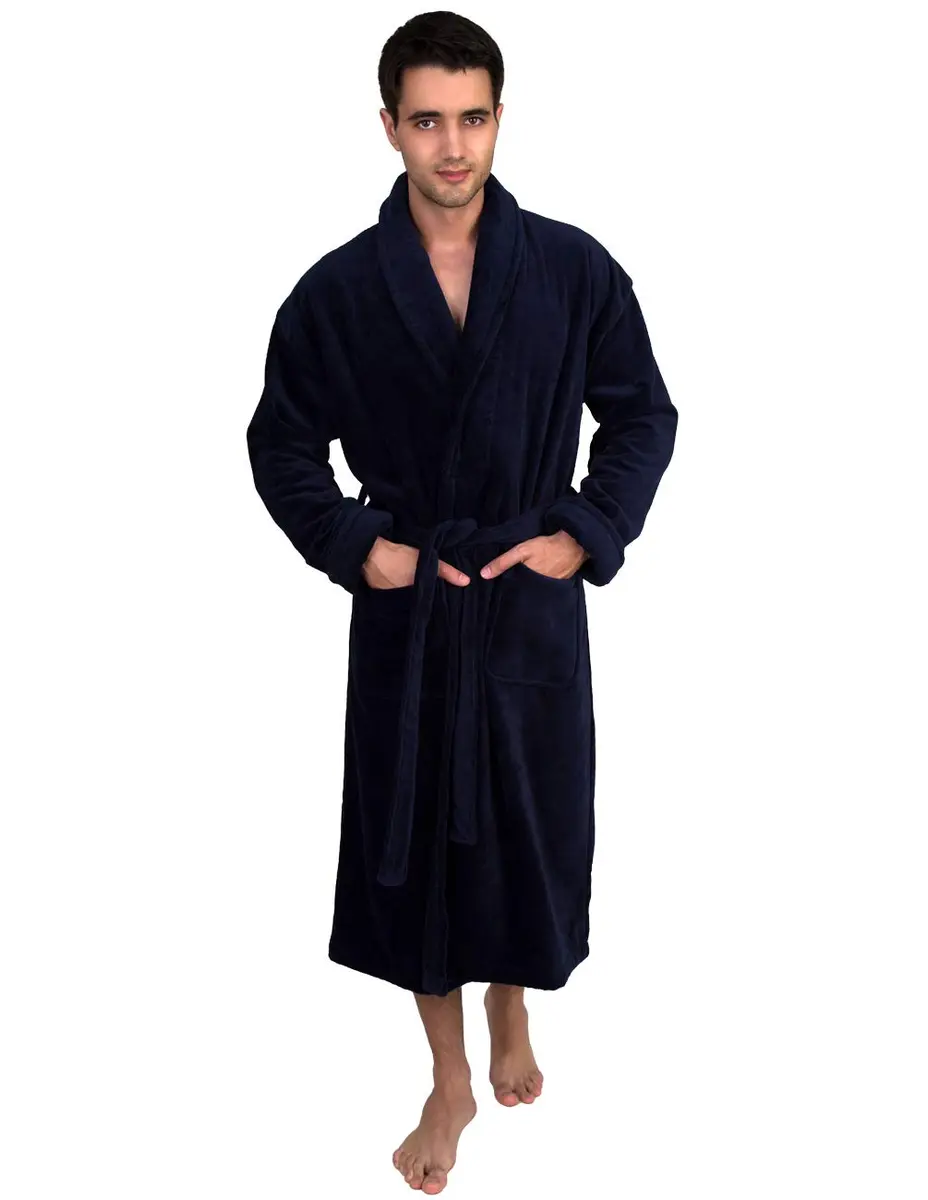 TowelSelections Men's Cotton Robe Terry Cloth Luxury Spa Bathrobe Small Navy | Soft, Durable & Imported - main product image