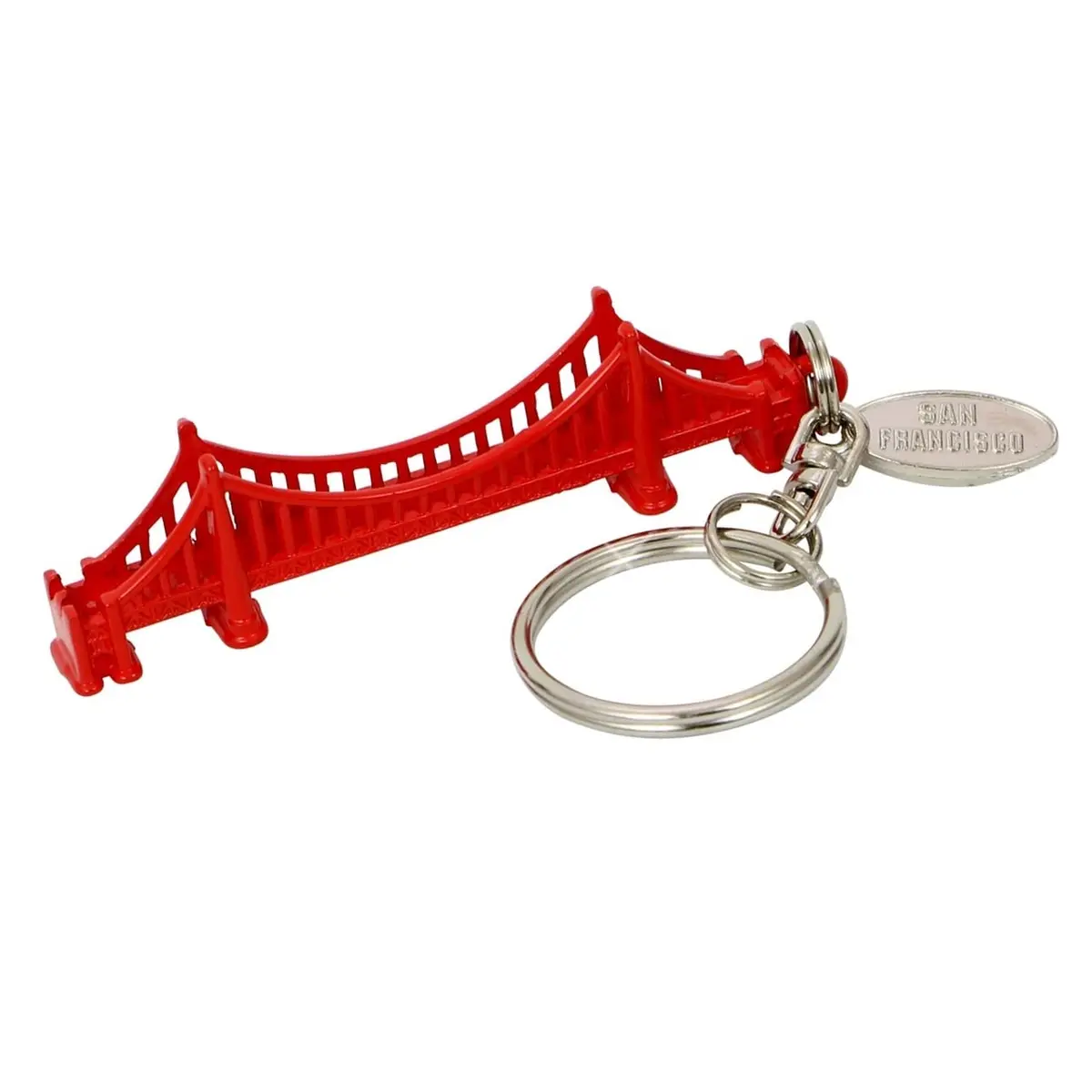 San Francisco Gifts Golden Gate Bridge 3D Keychain | Red Metal Keychain with Tag - main product image