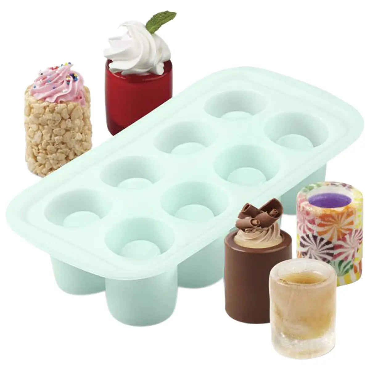 Wilton Round Shot Glass Silicone Mold, 8-Cavity | Makes Edible Shot Glasses for Parties - view 3