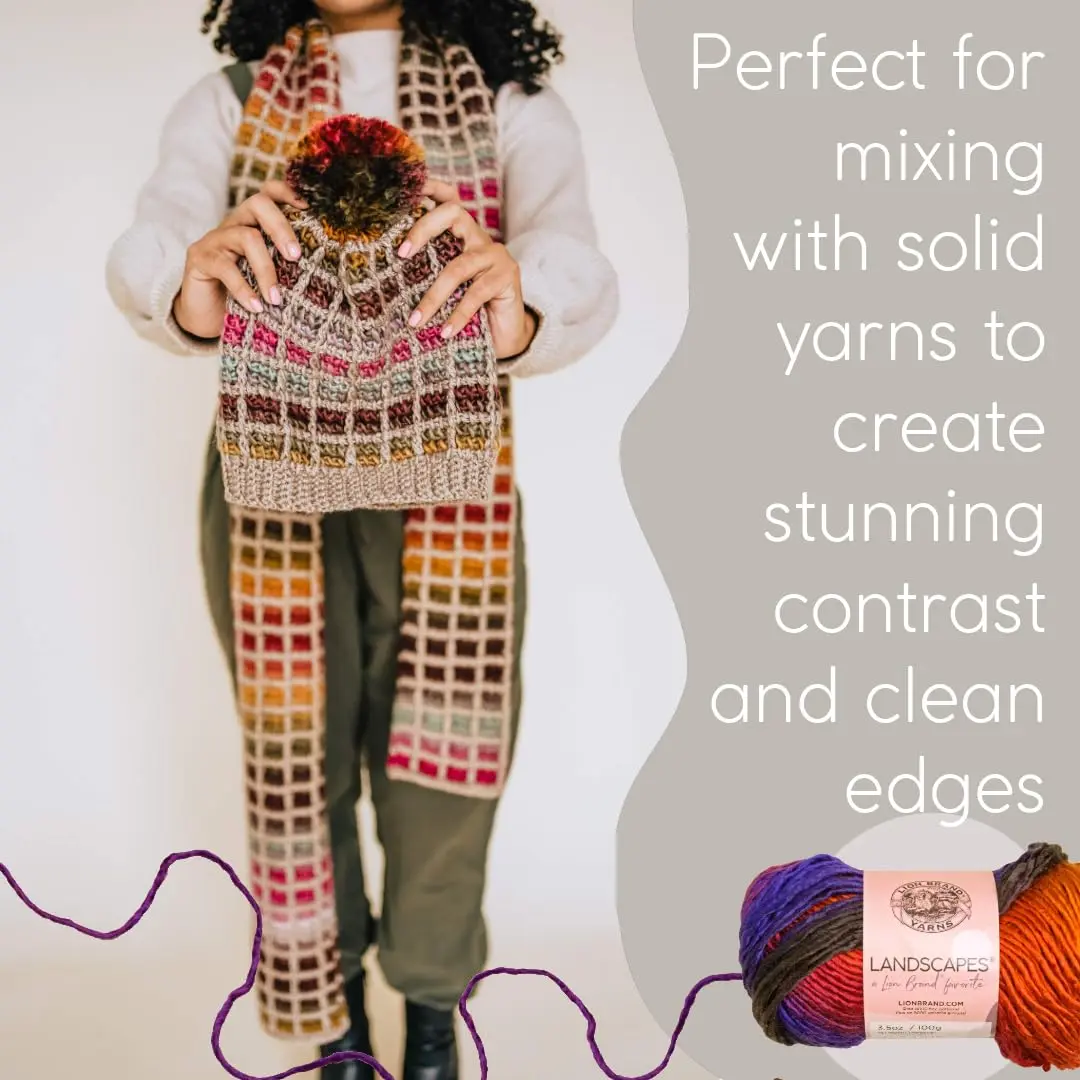 Lion Brand Yarn Landscapes Yarn Desert Spring | Self-Striping Acrylic for Knitting & Crochet - view 5
