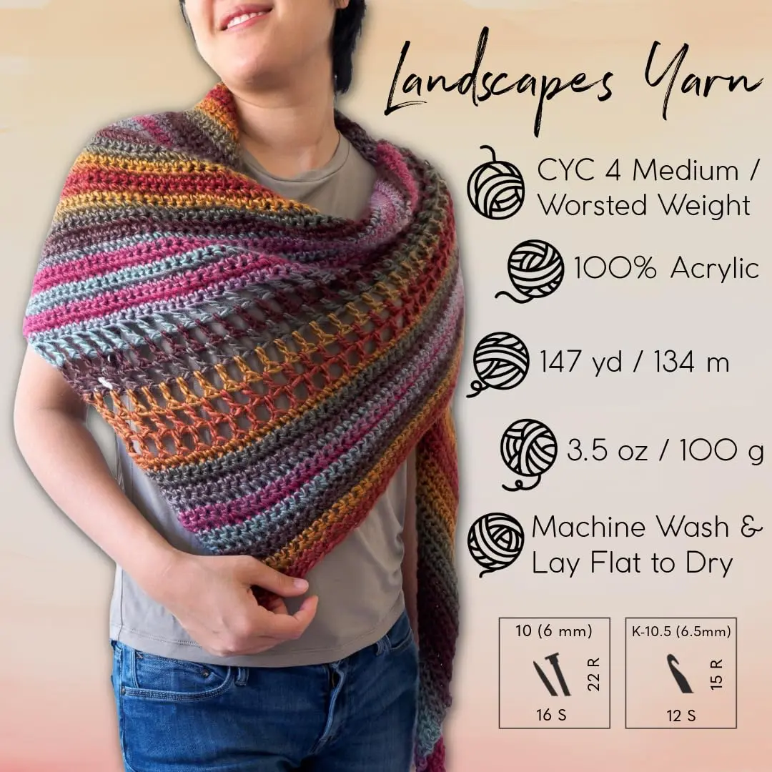 Lion Brand Yarn Landscapes Yarn Desert Spring | Self-Striping Acrylic for Knitting & Crochet - view 3