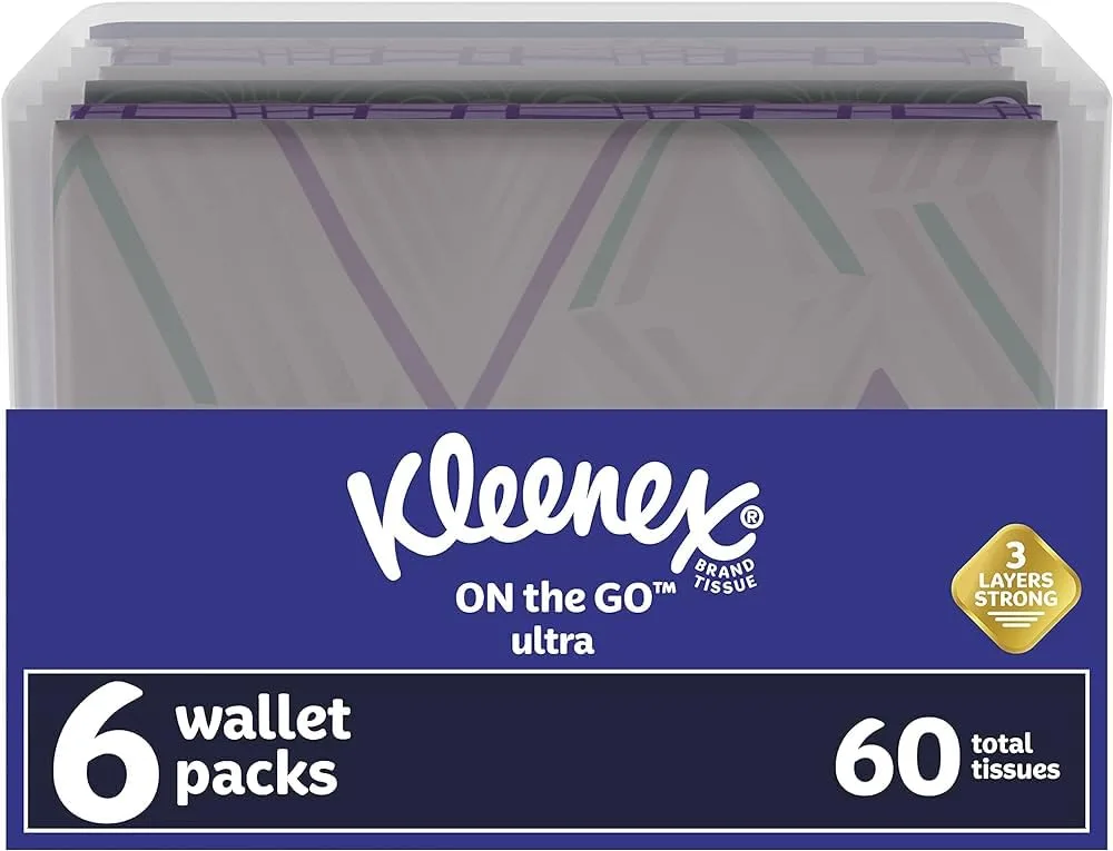 Kleenex Slim Pack Wallet Size Tissues (60 Tissues Total, 3 Packs) | Elegant Portable Facial Tissue - main product image