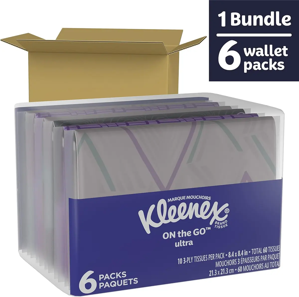 Kleenex Slim Pack Wallet Size Tissues | 3-Ply Soft & Strong, 60 Tissues Total (2 Packs of 3) - view 7