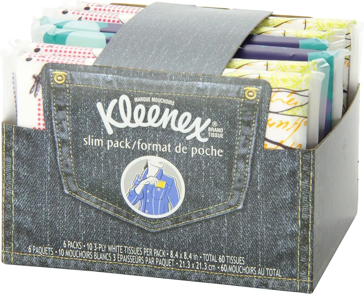 Kleenex Slim Pack Wallet Size Tissues | 3-Ply Soft & Strong, 60 Tissues Total (2 Packs of 3) - view 8