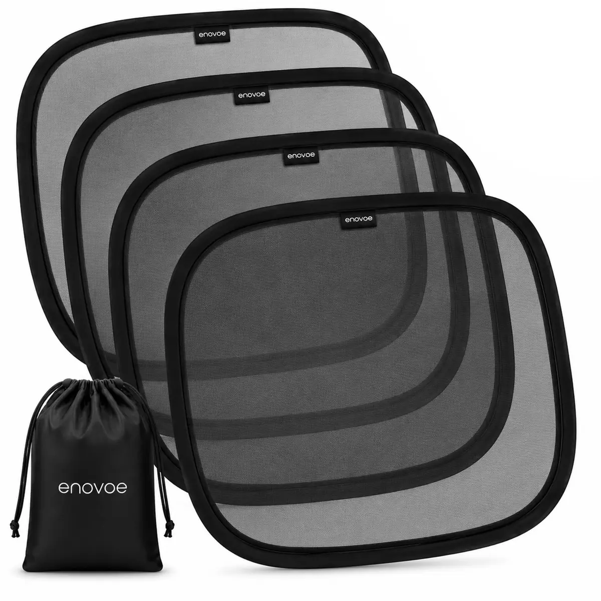 Enovoe Baby Car Window Shades for Baby - 4 Pack Medium 48cm x 30cm (19" x 12") | Cling Car Sun Shade for Windows - main product image
