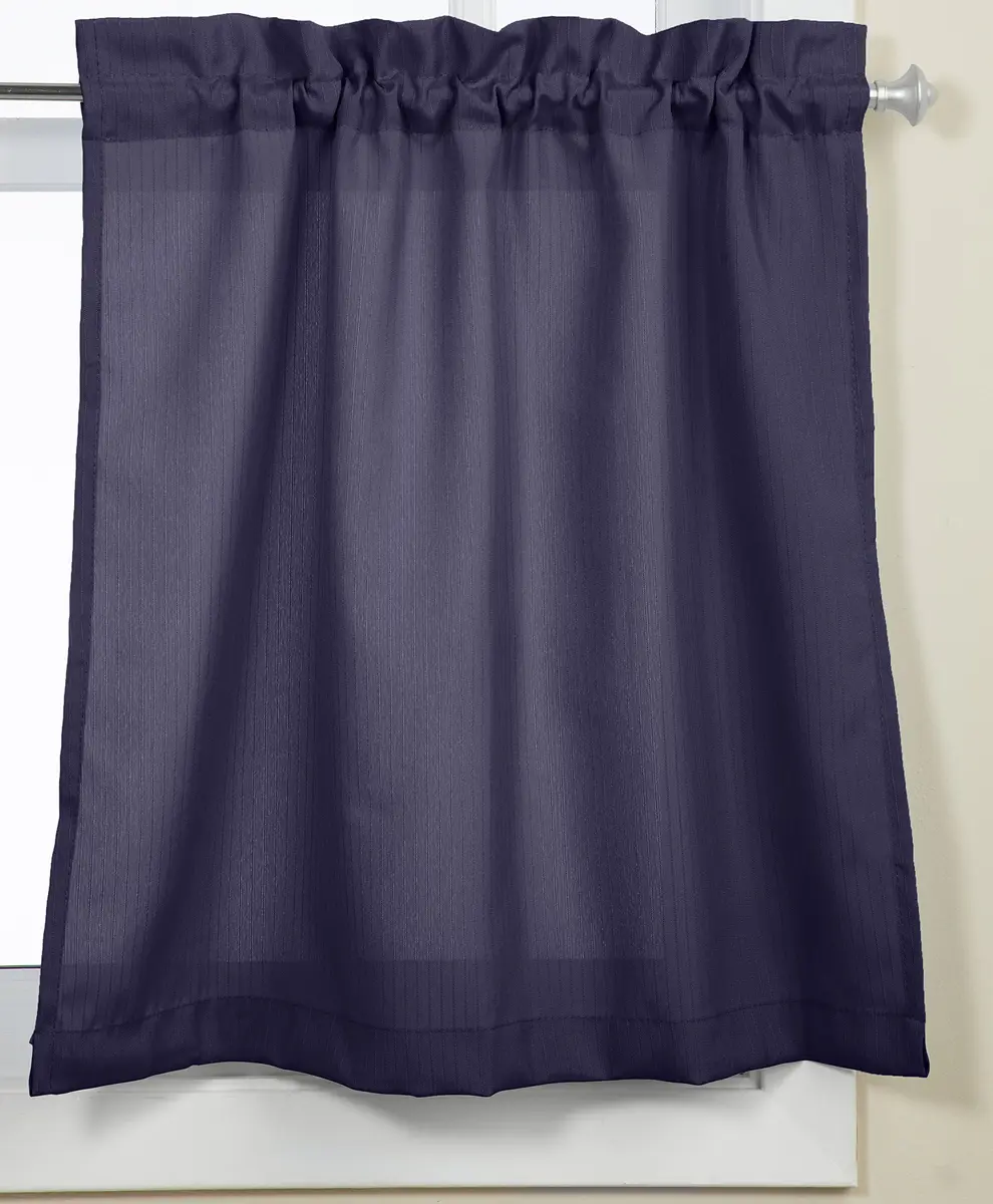Lorraine Home Fashions Ribcord Tier Curtain Pair, 54-Inch x 24-Inch, Navy | Opaque, Privacy & Warmth - main product image