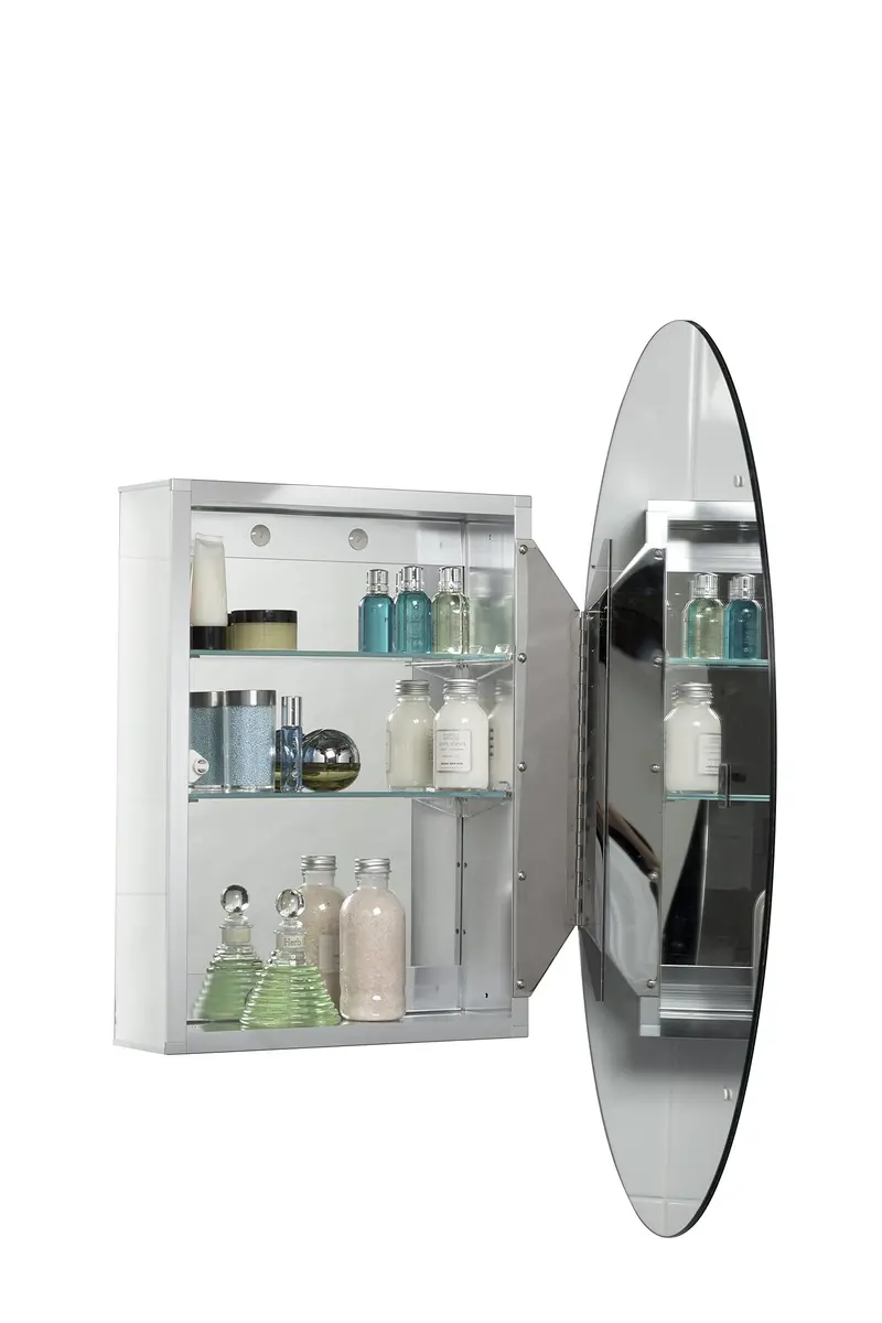 Croydex Orwell Oval Aluminum Bathroom Storage Vanity Mirror Medicine Cabinet 21W x 31H | Easy Hang N Lock Installation - view 4
