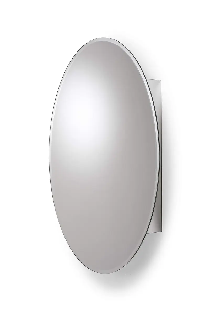 Croydex Orwell Oval Aluminum Bathroom Storage Vanity Mirror Medicine Cabinet 21W x 31H | Easy Hang N Lock Installation - view 5