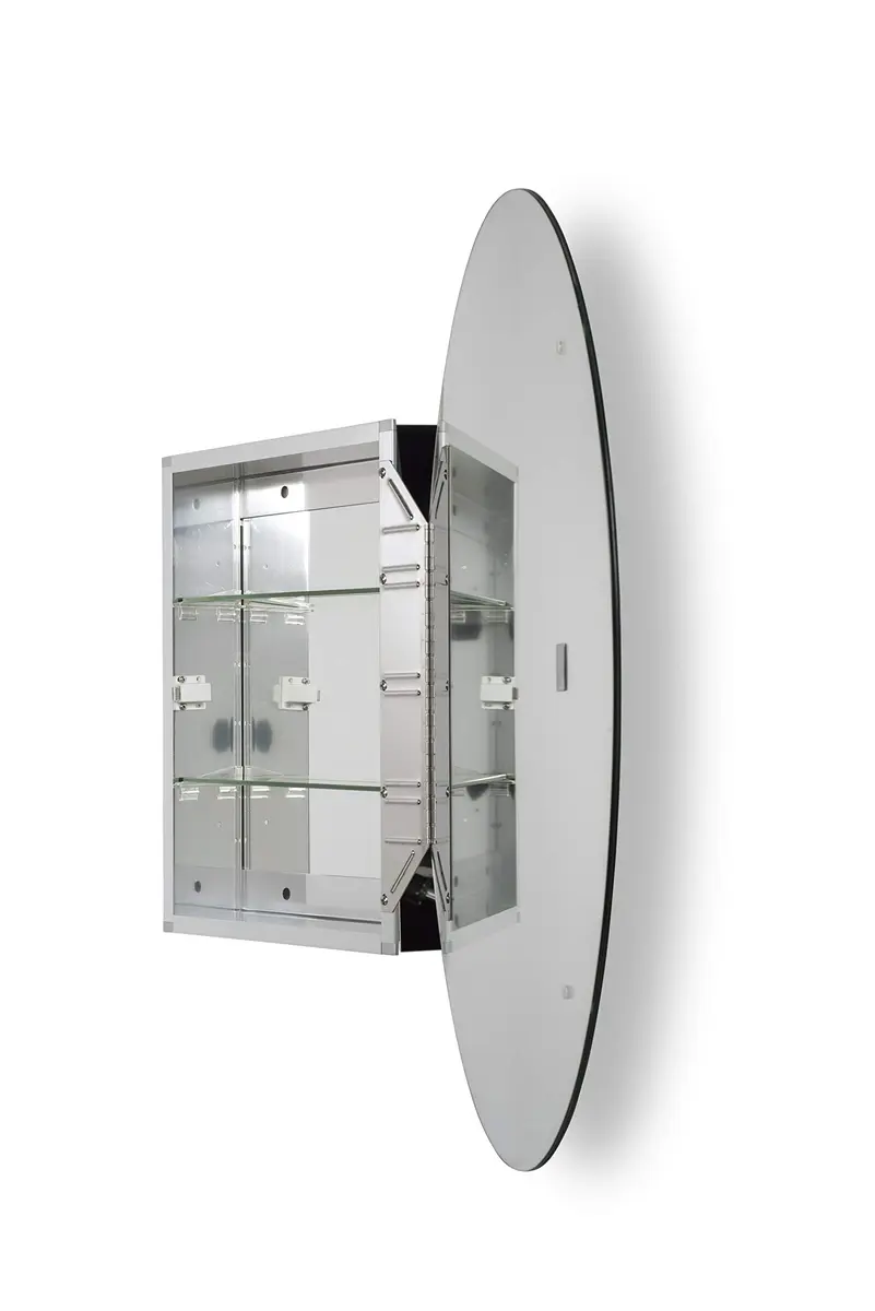 Croydex Orwell Oval Aluminum Bathroom Storage Vanity Mirror Medicine Cabinet 21W x 31H | Easy Hang N Lock Installation - view 6