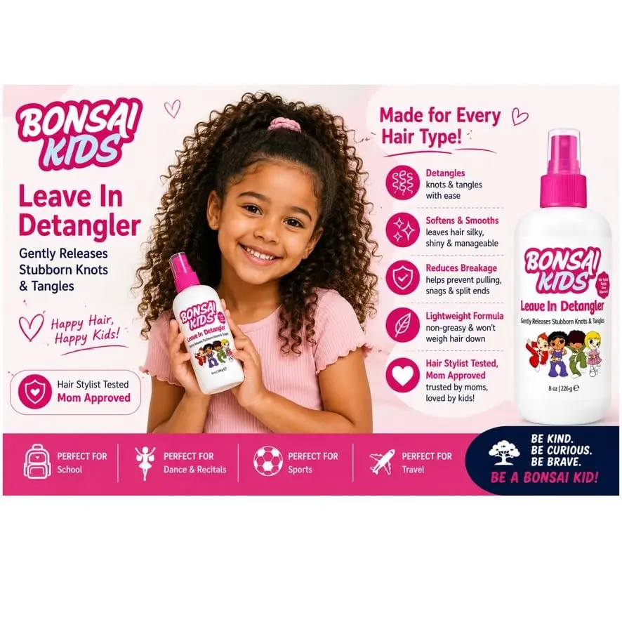 Bonsai Kids Leave-In Hair Detangler Spray 8 oz | Gentle Conditioning for All Hair Types - view 10