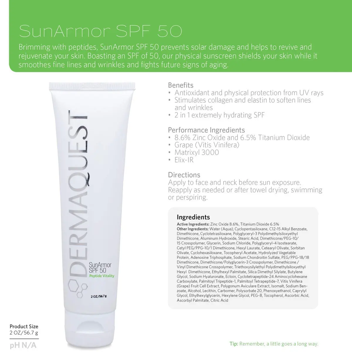 DermaQuest Peptide Vitality SunArmor SPF 50 Sunscreen Moisturizer for Dry Skin | Anti Aging Titanium Dioxide & Zinc Oxide - view 3