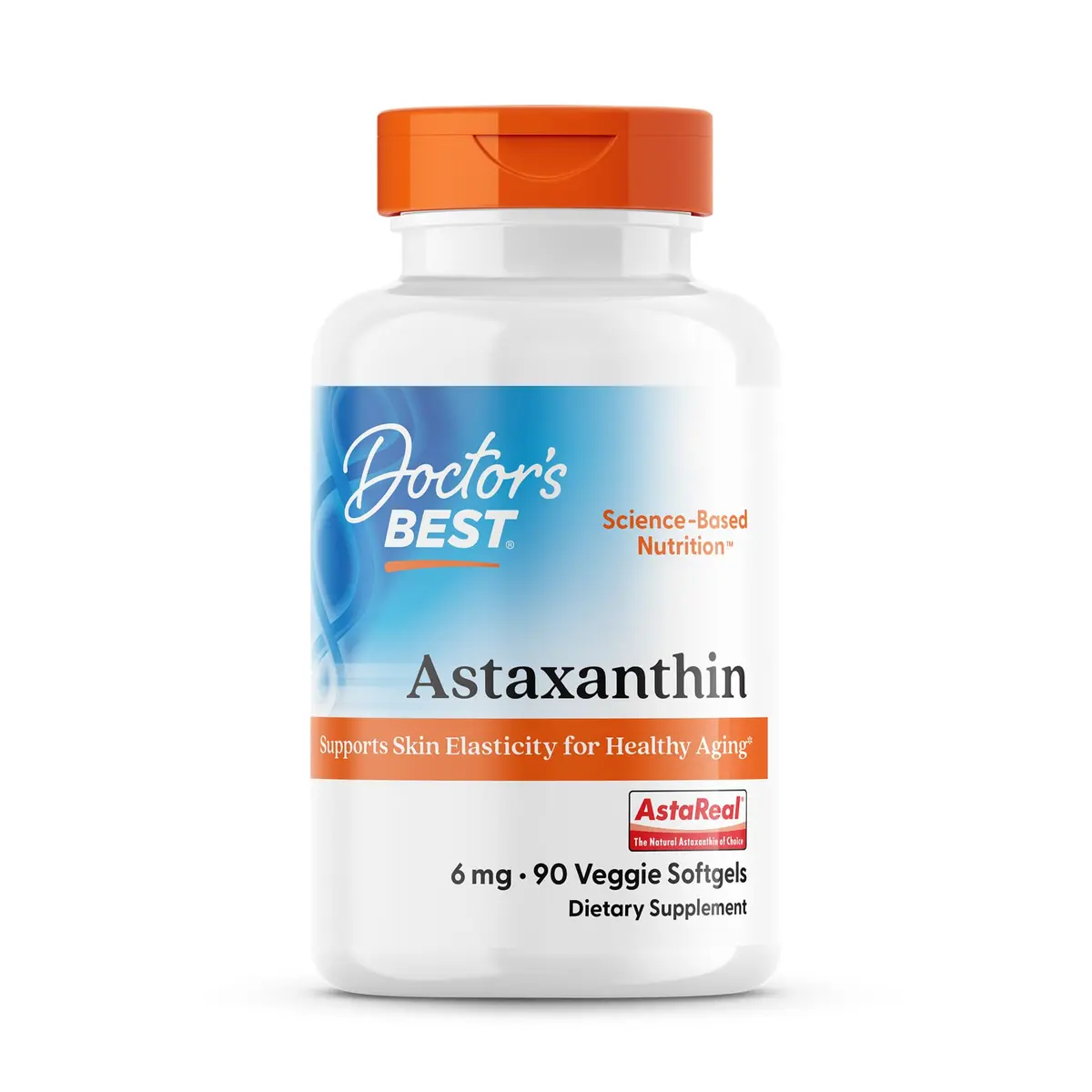Doctor's Best Astaxanthin Vegan Supplement 6 mg | Skin Elasticity & Antioxidant Support (90 Veggie Softgels) - main product image