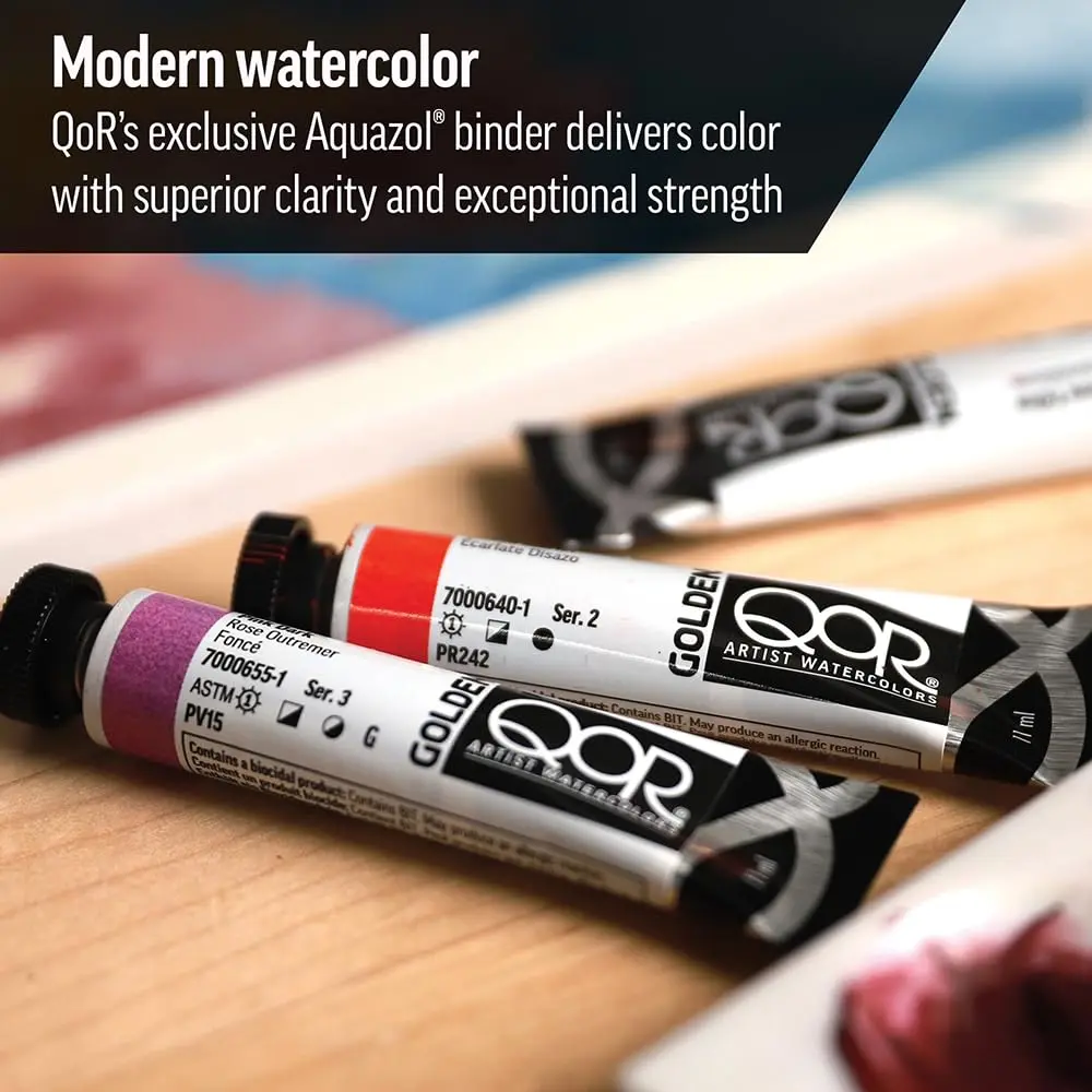 GOLDEN QoR Artist Watercolors Quinacridone Magenta 11 ml (0.37 Fl Oz) | Professional Grade Watercolor Paint - view 2