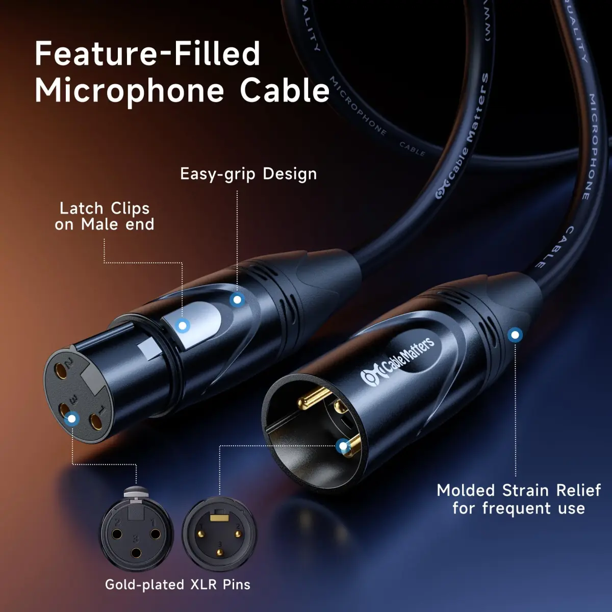 Cable Matters 2-Pack Premium XLR to XLR Microphone Cable, 6ft (1.8m) | Balanced Audio for Studio & Stage - view 6