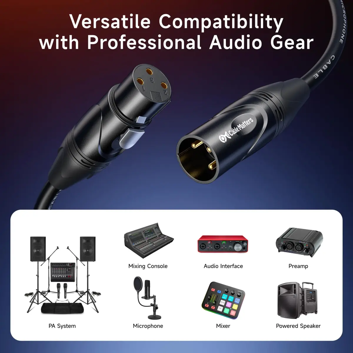Cable Matters 2-Pack Premium XLR to XLR Microphone Cable, 6ft (1.8m) | Balanced Audio for Studio & Stage - view 3