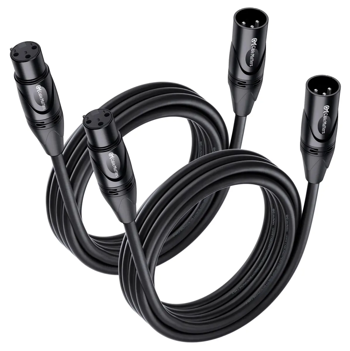 Cable Matters 2-Pack Premium XLR to XLR Microphone Cables, 3.05m (10ft) | Balanced M-F, 21 AWG OFC - main product image