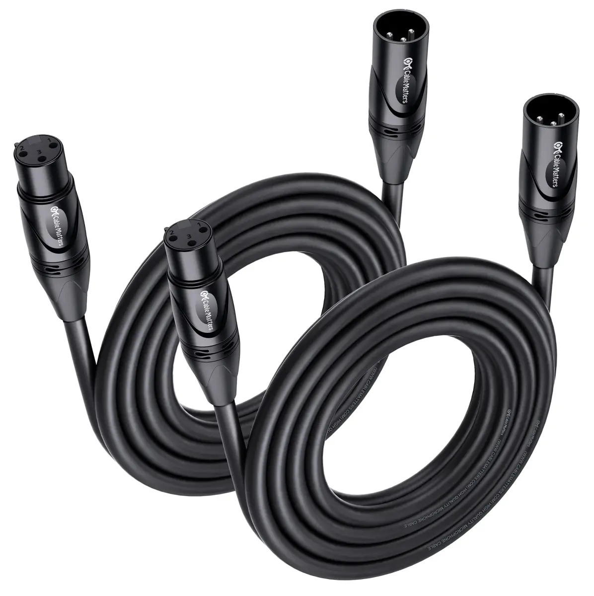 Cable Matters 2-Pack Premium XLR to XLR Cable, 15ft (4.57m) | Balanced Mic Cable for Studio & Stage - main product image