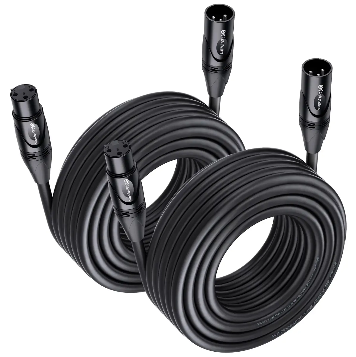 Cable Matters 2-Pack Premium XLR to XLR Microphone Cable 10.67m (35ft) | Balanced M-F Studio & Stage - main product image