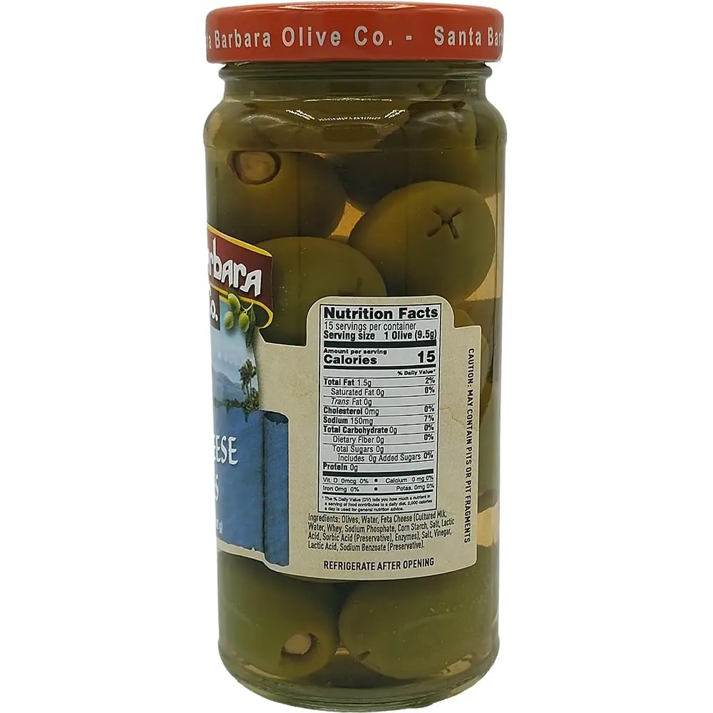 Santa Barbara Olive Co. Feta Cheese Stuffed Green Olives Pack of 6 | Mediterranean Flavor, 5 oz each - view 2