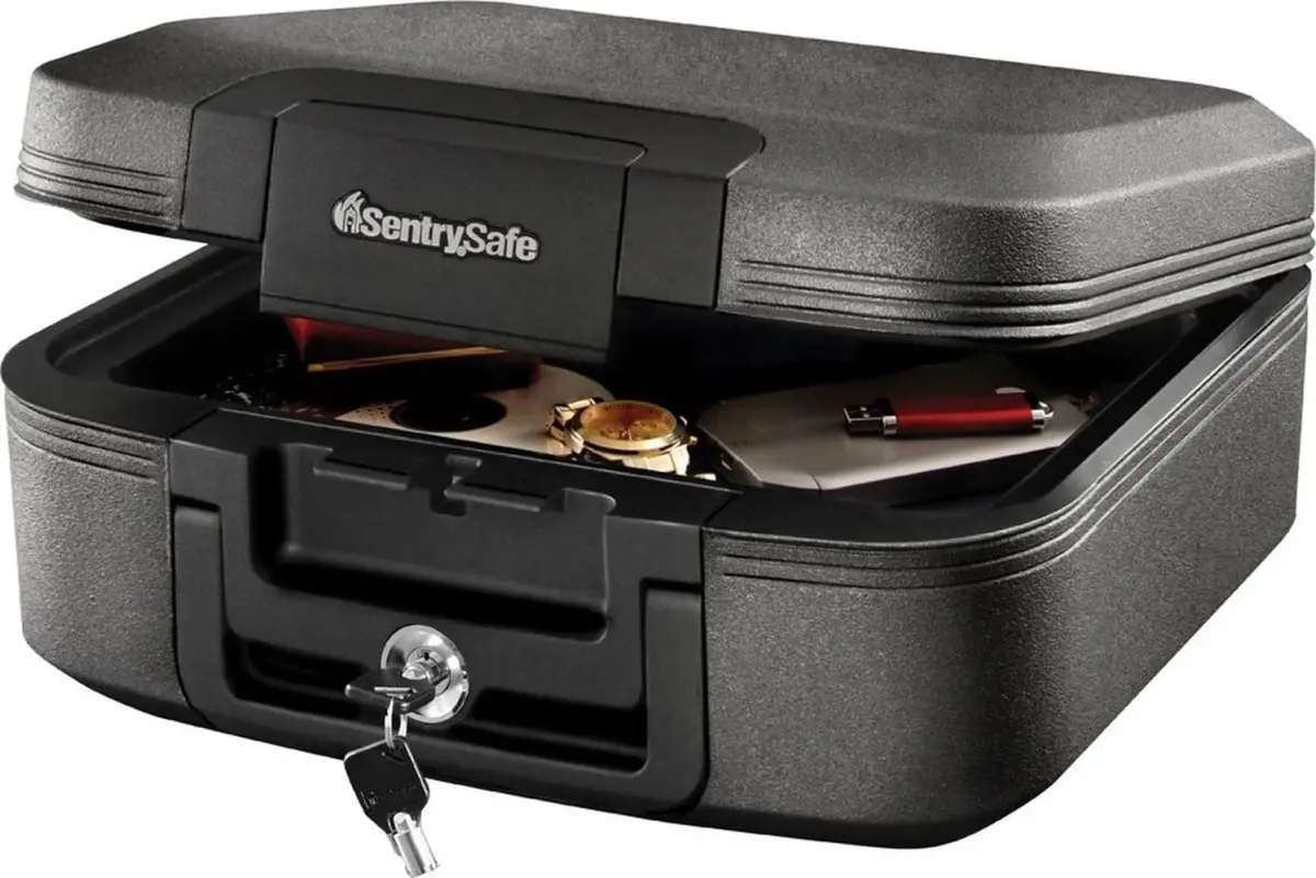 SentrySafe Charcoal Gray Fireproof and Waterproof Safe Box with Key Lock 0.28 cu ft | UL Classified Fire Endurance - main product image