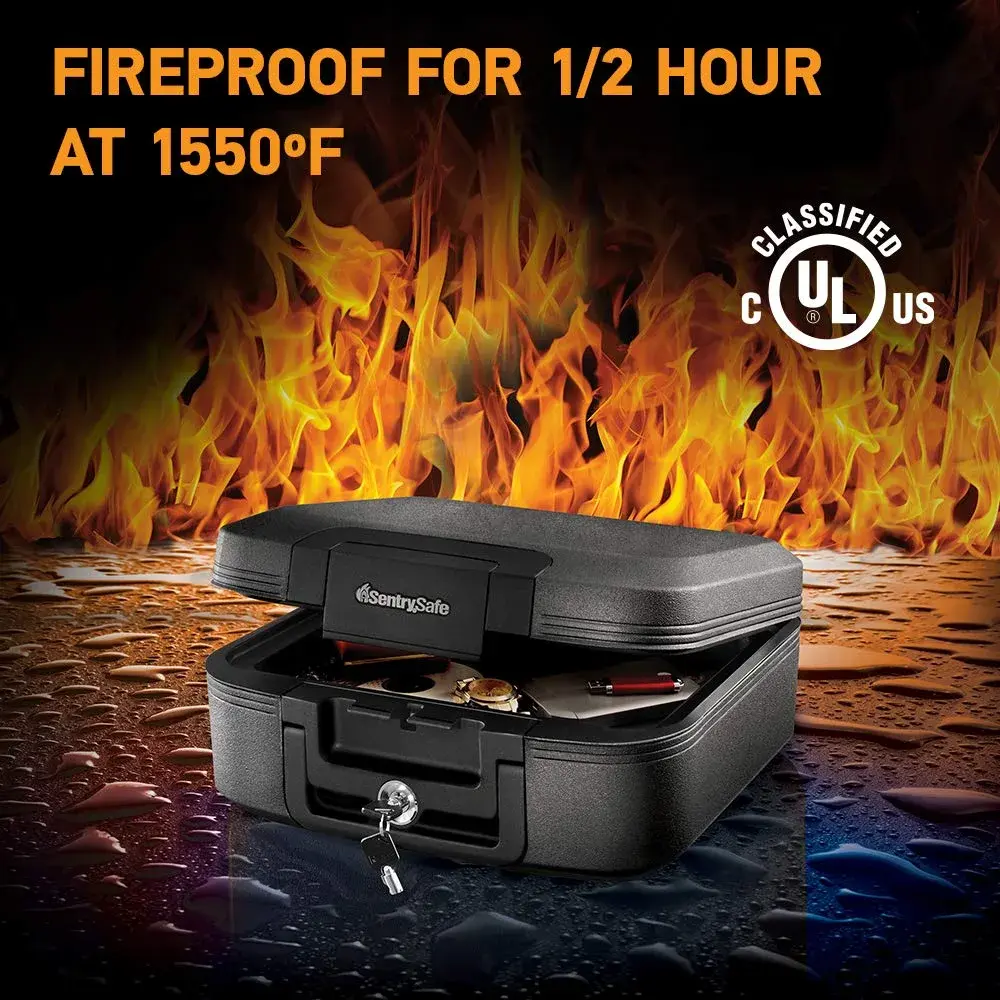 SentrySafe Charcoal Gray Fireproof and Waterproof Safe Box with Key Lock 0.28 cu ft | UL Classified Fire Endurance - view 2