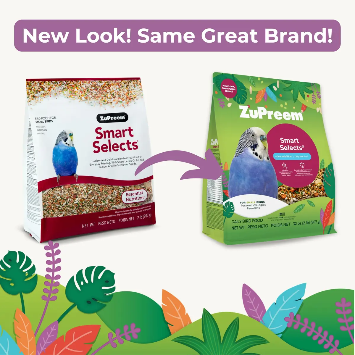 ZuPreem Smart Selects Parakeet & Budgie Food 907g (2 lb) | Balanced Nutrition for Small Birds - view 2