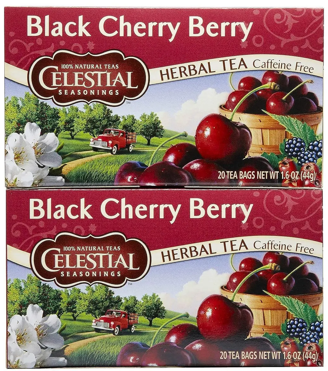 Celestial Seasonings Black Cherry Berry Tea Bags, 20 Count (Pack of 2) | Caffeine-Free & Gluten-Free Herbal Infusion - main product image
