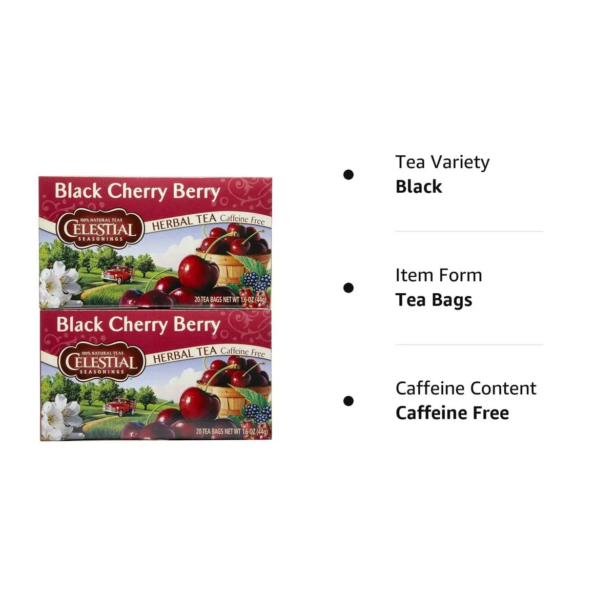 Celestial Seasonings Black Cherry Berry Tea Bags, 20 Count (Pack of 2) | Caffeine-Free & Gluten-Free Herbal Infusion - view 6