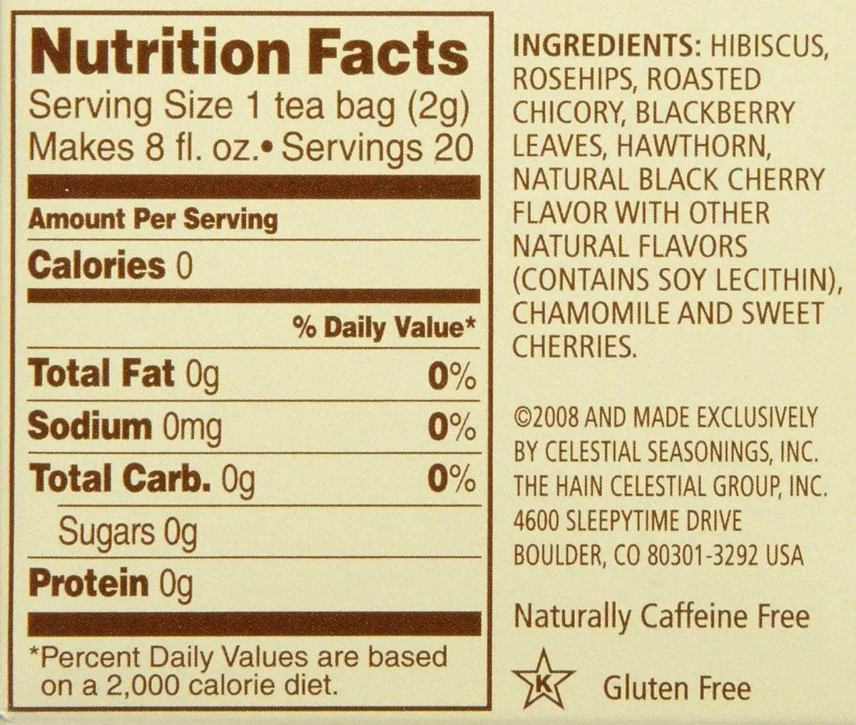 Celestial Seasonings Black Cherry Berry Tea Bags, 20 Count (Pack of 2) | Caffeine-Free & Gluten-Free Herbal Infusion - view 7