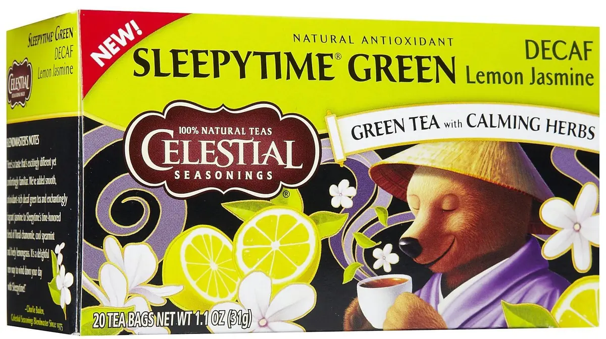 Celestial Seasonings Sleepytime Decaf Lemon Jasmine Green Tea Bags 20 ct | Calming Herbs for Relaxation in India - main product image