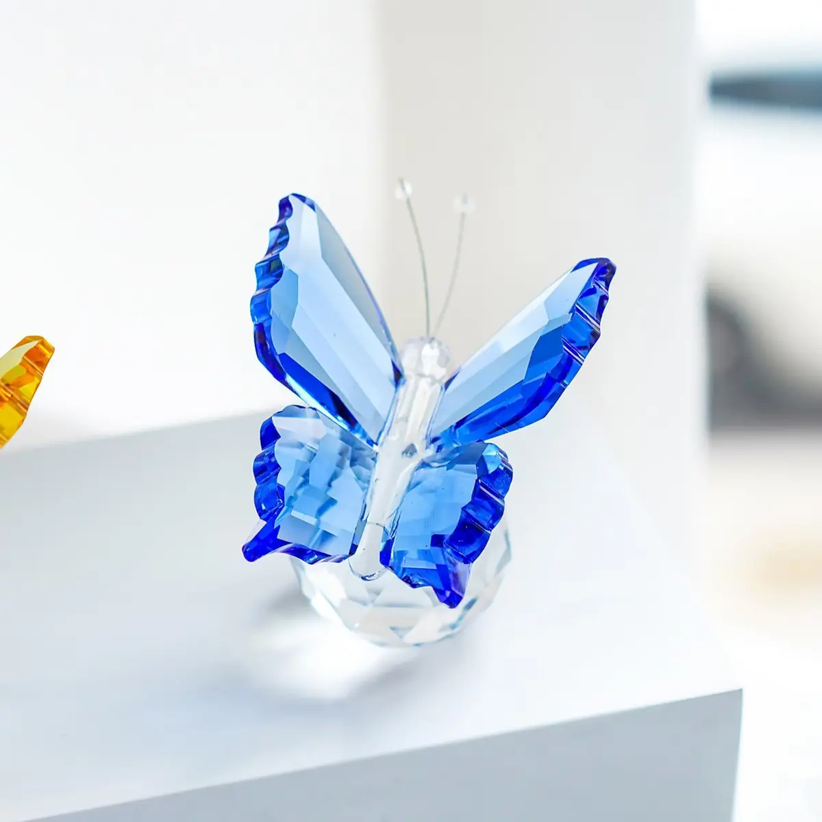 H&D HYALINE & DORA Crystal Flying Butterfly with Crystal Ball Base | Handmade K9 Crystal Ornament (Blue) - view 4