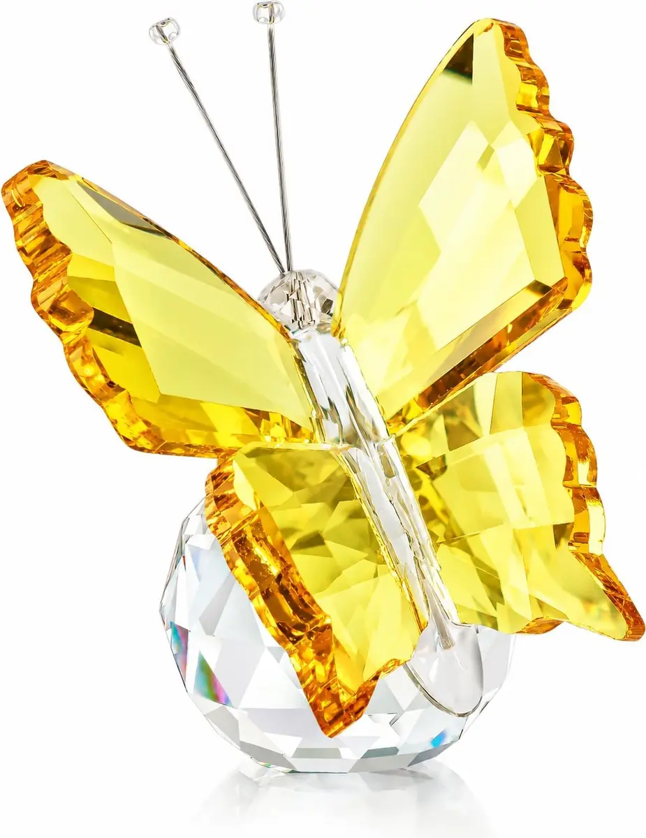 H&D Crystal Flying Butterfly with Crystal Ball Base | Handmade Glass Ornament for Home & Gift (2.1x1.8x2.0 in) - main product image