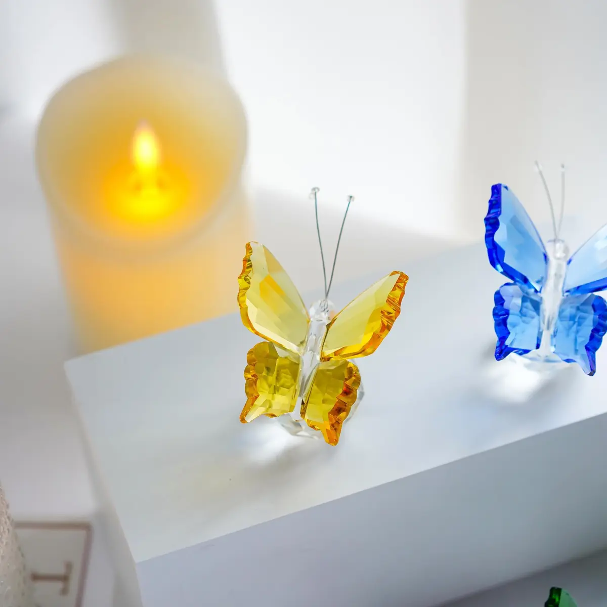 H&D Crystal Flying Butterfly with Crystal Ball Base | Handmade Glass Ornament for Home & Gift (2.1x1.8x2.0 in) - view 6