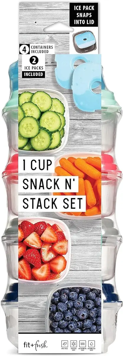 Fit & Fresh Small Plastic Containers With Lids 8 oz | Leakproof Snack & Meal Prep - main product image