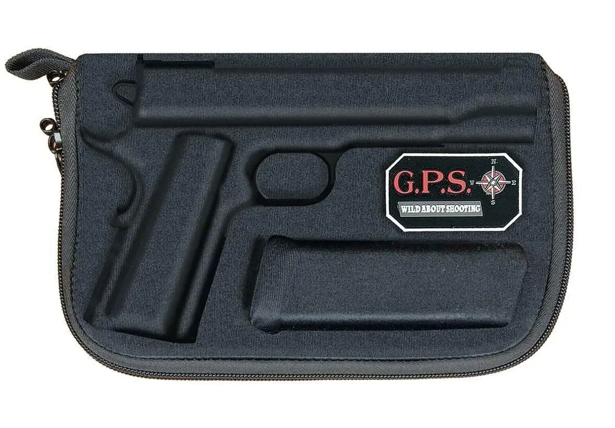 G.P.S. Custom Molded Pistol Case with Double-Locking Zippers - Rugged Lightweight Portable Shooting Accessory - Compatible with Standard 1911 Models and All Similar Clones,Black - main product image