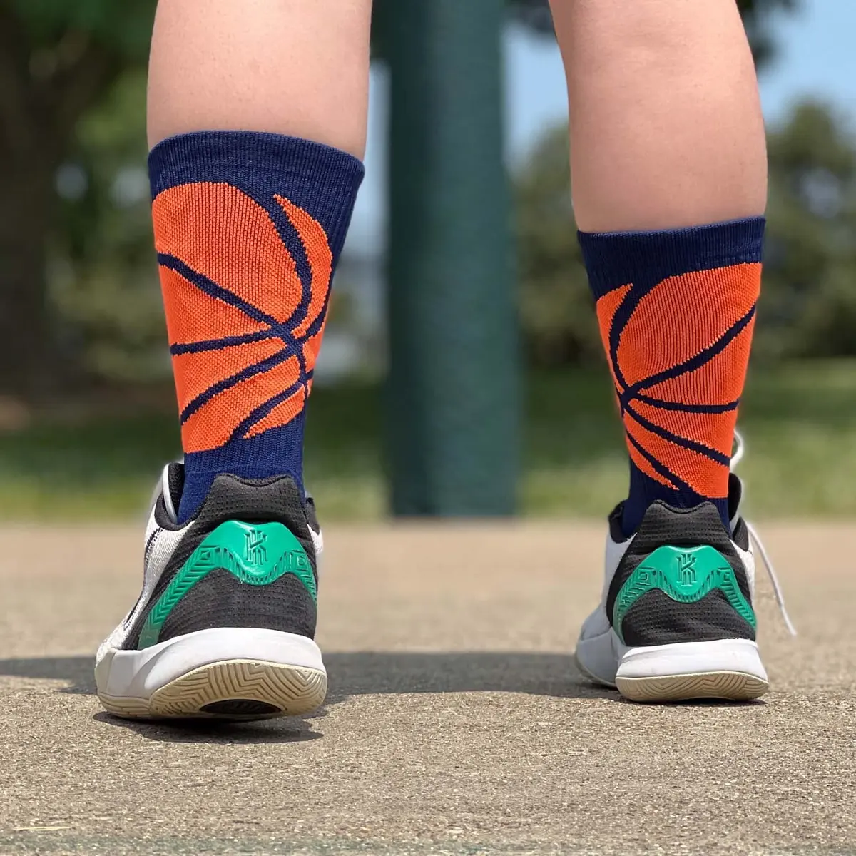 ChalkTalkSPORTS Basketball Socks, Navy Blue & Orange, Adult | Performance Basketball Crew Socks - view 5