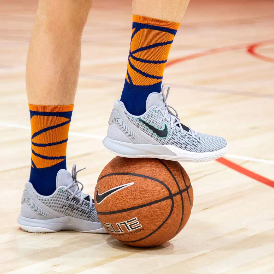 ChalkTalkSPORTS Basketball Socks, Navy Blue & Orange, Adult | Performance Basketball Crew Socks - view 3