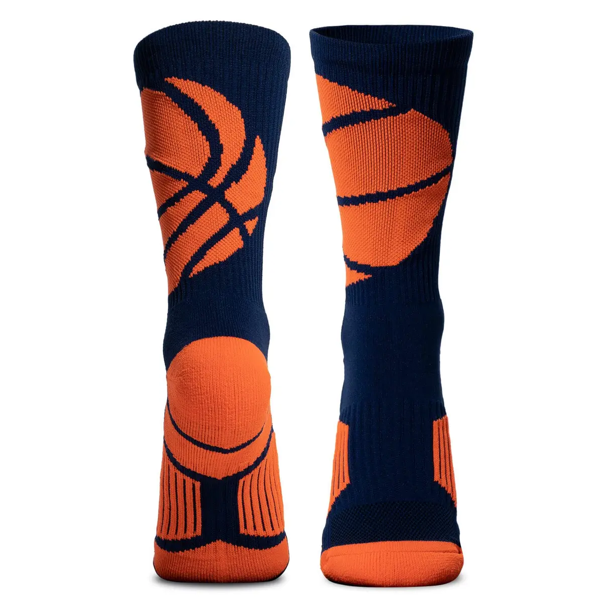 ChalkTalkSPORTS Basketball Socks, Navy Blue & Orange, Adult | Performance Basketball Crew Socks - view 4