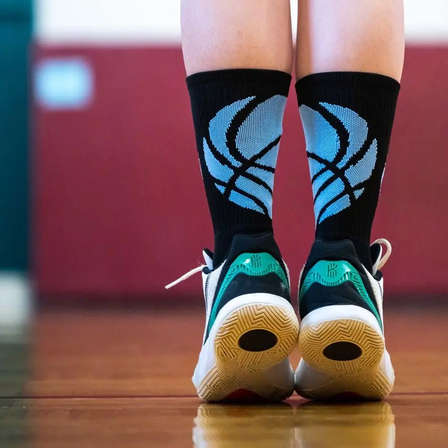 ChalkTalkSPORTS Basketball Socks - Mid Calf - Carolina Blue & Black | Moisture Wicking Athletic Socks for Basketball - view 3