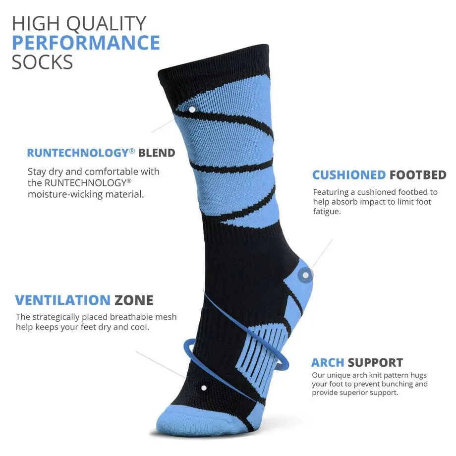 ChalkTalkSPORTS Basketball Socks - Mid Calf - Carolina Blue & Black | Moisture Wicking Athletic Socks for Basketball - view 6