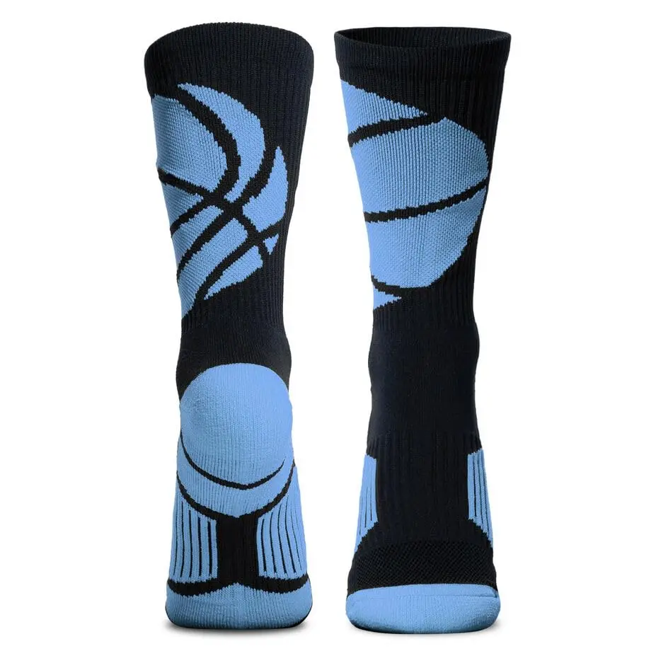 ChalkTalkSPORTS Basketball Socks - Mid Calf - Carolina Blue & Black | Moisture Wicking Athletic Socks for Basketball - view 8