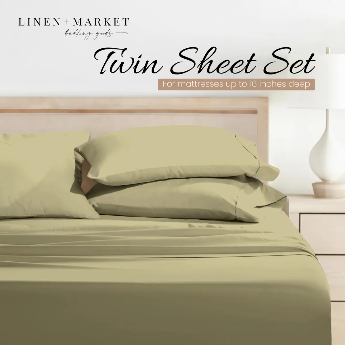 Linen Market Brushed Microfiber Twin Sheet Set 3 Piece – Ultra Soft & Wrinkle-Free, 16" Deep Pocket, Sage - view 8