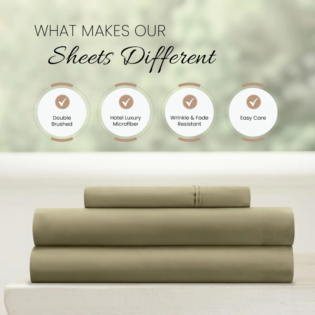 Linen Market Brushed Microfiber Twin Sheet Set 3 Piece – Ultra Soft & Wrinkle-Free, 16" Deep Pocket, Sage - view 4
